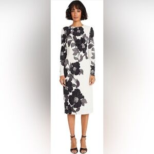 Maggy London Women's Long Sleeve Floral Printed Sheath
